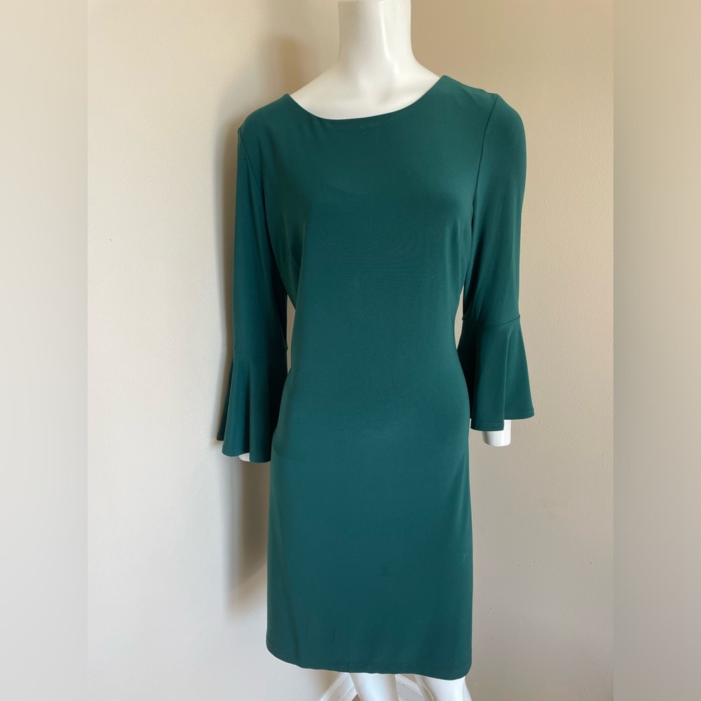 Tommy Hilfiger Emerald Green Midi dress with bell sleeves Size 10